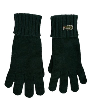 Lacoste Wool Knit Gloves Green Crocodile Logo Size S Unisex NWT