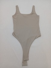 Tan Beige One-Piece Comfortable Soft Bodysuit Thong Tank Top S