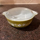 Vintage PYREX #471 "Spring Blossom/Crazy Daisy" Green w/ 470-G Lid