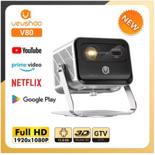 Image of VEVSHAO V80 4K Projector Full HD1080P 2200 Anis Lumens Android 11.0 WiFi 6 Video