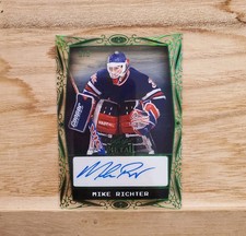 2023- 24 Leaf Metal Hockey Legends Mike Richter Clear Green Auto /5 #BA-MR3