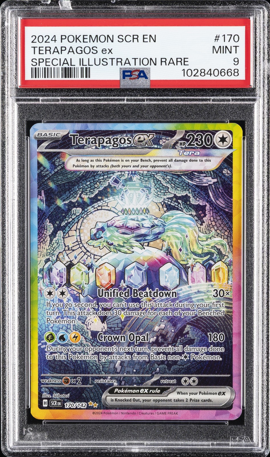 2024 POKEMON SCR EN-STELLAR CROWN SPECIAL ILLUSTRATION RARE TERAPAGOS EX PSA 9