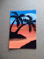ACEO Original Acrylic Painting Landscape Miniature Art Card ATC Scenery 11