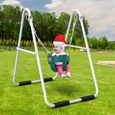 Hapfan Foldable Toddler SwingSet with Heavy Duty Metal Stand Portable Baby Swing