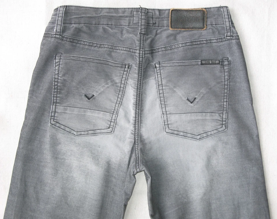 Pantalones de mezclilla rectos de pana Hudson para niños talla 14 gris envejecido con elástico L27 Foto 2 de 4