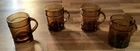 Vtg Set of 4 Anchor Hocking Fire King Amber Brown Glass Barrel Coffee Mugs Cups