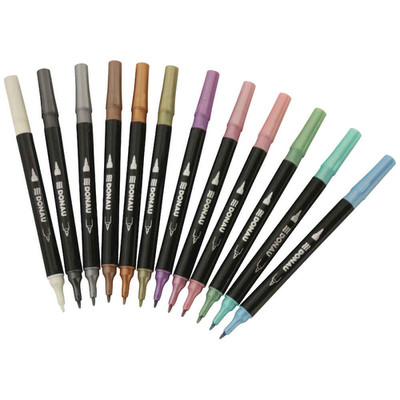 DONAU Dual Brush Pens farbsortiert 12 Stück Pinselstifte