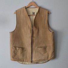 Vintage Carhartt 6SV Sherpa Lined Mens L Tall Brown Duck Canvas Vest USA Made