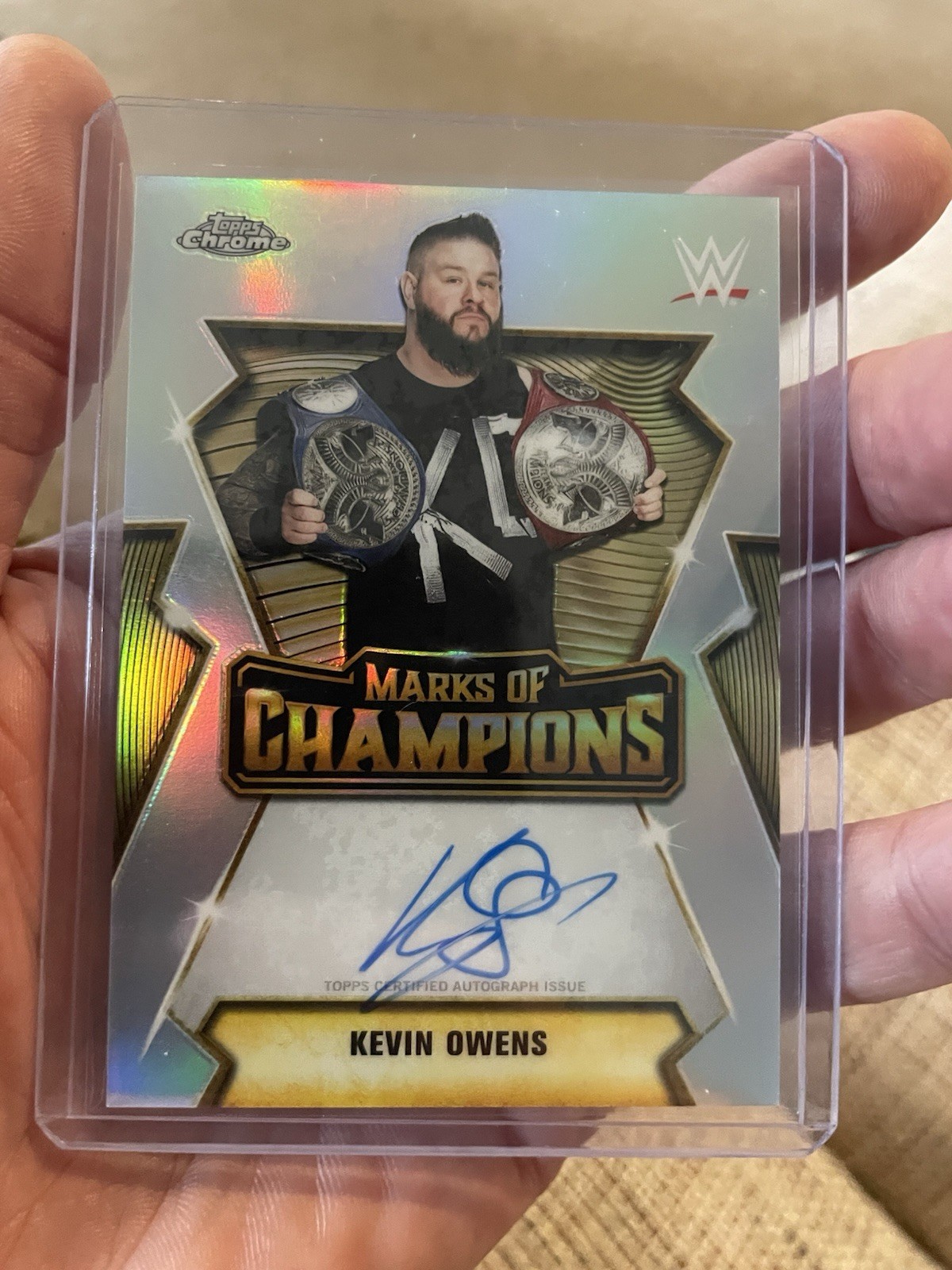 2026 Topps Chrome Kevin Owens Marks Of Champions On Card Autographed Card view 1