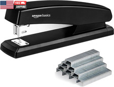 Office Stapler with 1000 Staples, 25 Sheet Capacity, Non-Slip, Black, Home Offic