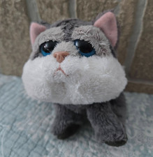 Russ Berrie smokey big eye cat kitty plush bean weighted 5" long Miniature