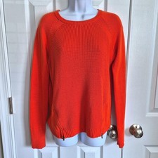 Athleta orange sweater with zippers and thumb holes womens XS