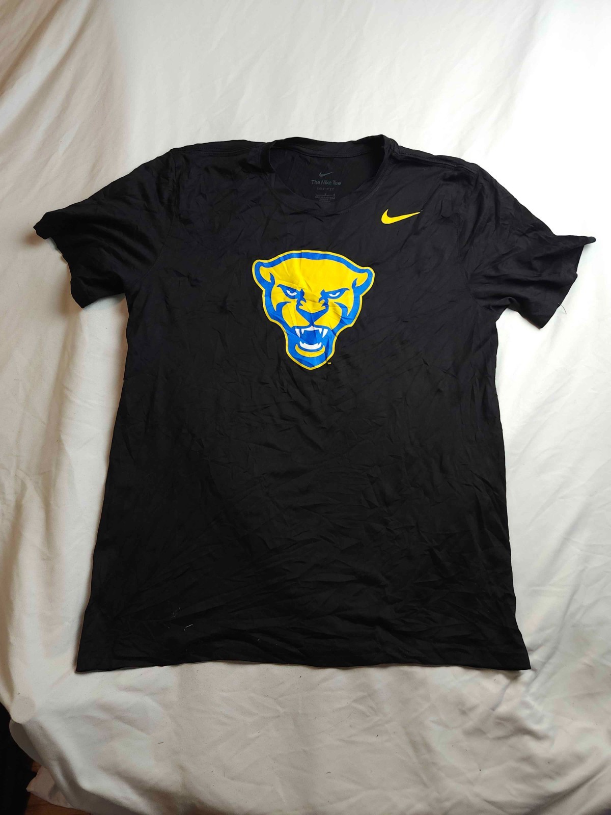 Nike T Shirt Mens Large Black University Of Pittsburgh Pitt Panthers Dri Fit Tee