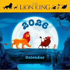 Lion King 2026 Wall Calendar, Simba and Friends Art Monthly Planner Decor