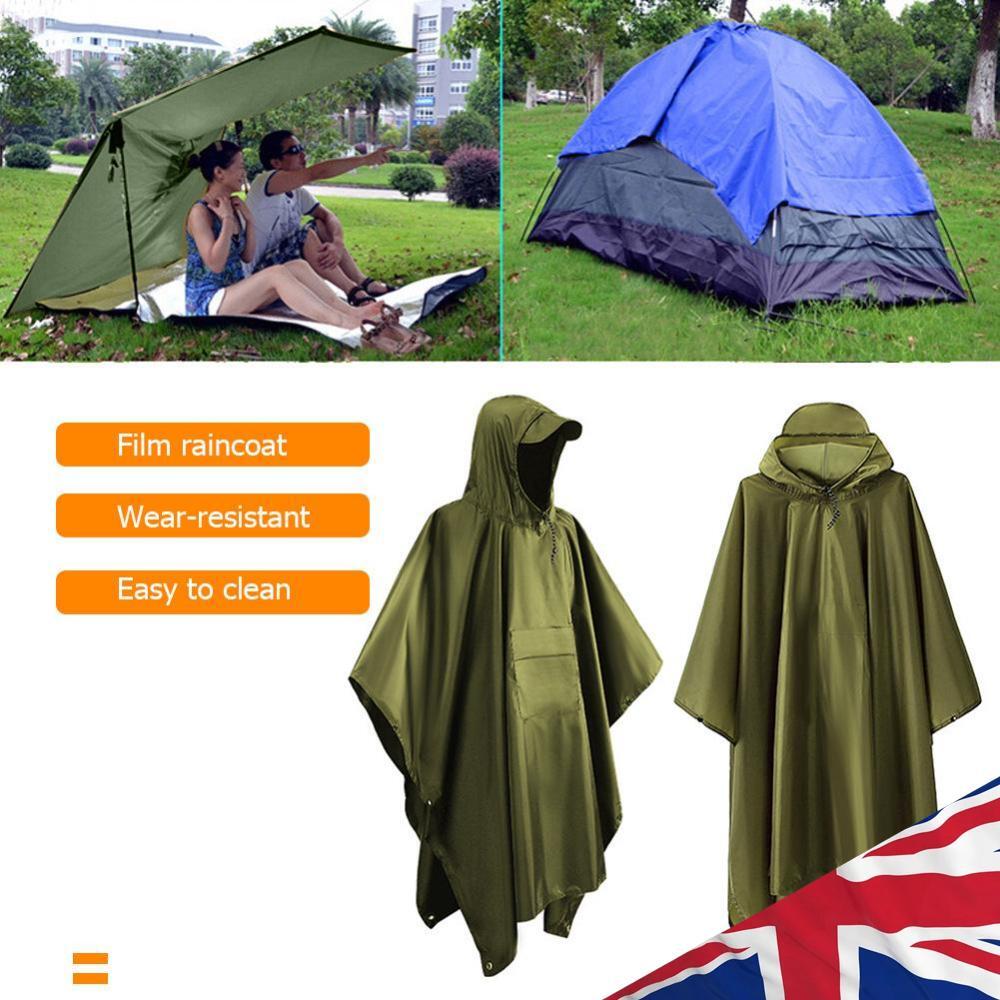 ALTRA Poncho 2 pezzi 3 in 1 donna uomo impermeabile con cappuccio turismo campeggio antipioggia (verde)
