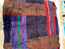 Symphony Scarf Black Multi Color Paisley 100 Rayon made in Italy 30x30 Vintage