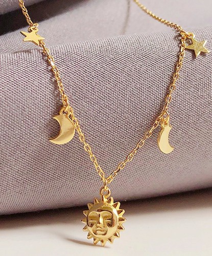 Sun Choker Gold Chain Necklace 