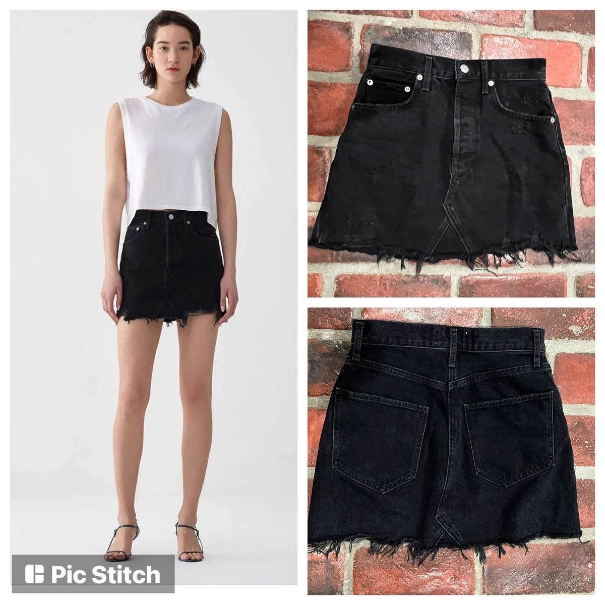 Black 2025 distressed skirt