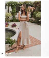 Show Me Your Mumu Women's Claire Midi Dress Show Me The Ring Luxe Satin Size XxS