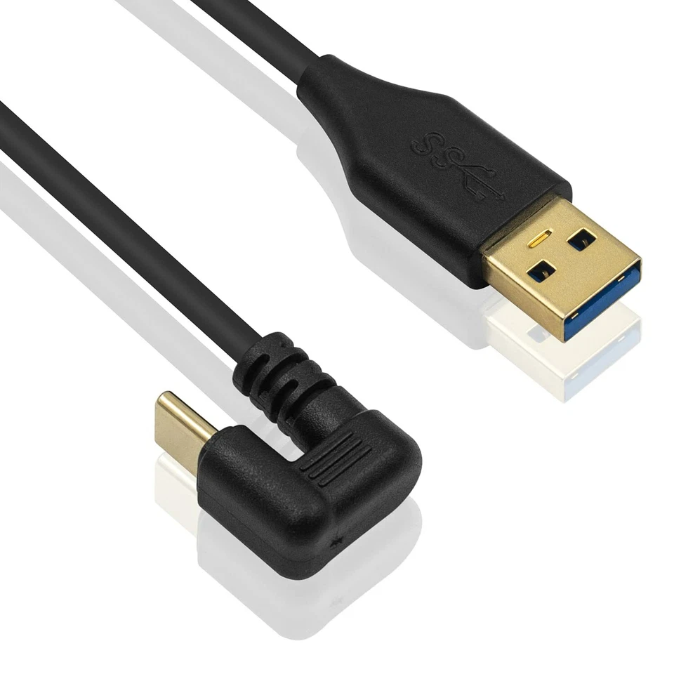 USB 3.0 A Male to Type C 3.1 U Shape Fast Charging Data Adapter Cable 5Gbps Gold - Image 4 of 4