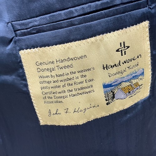 48R Handwoven Donegal Tweed Magee Mens Blazer Sport Coat Jacket Blue Herringbone - Picture 16 of 16