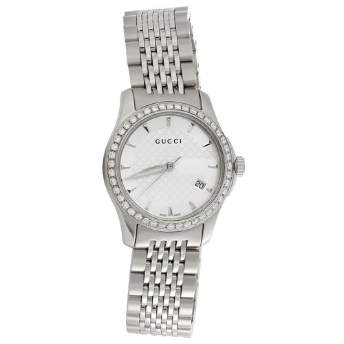 Gucci Ya126501 Diamond Watch G-Timeless Ladies 27mm S. Steel Silver Dial  0.60 CT 731903240315 | eBay