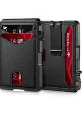 Men's Slim RFID-Blocking Pop-Up Bifold Wallet with Money Clip –Minimalist Design