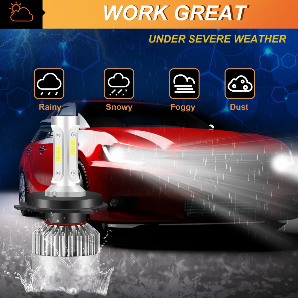 For Toyota Tundra 2000-2006 4PC LED Headlight Hi Low Beam + Fog Light Bulb White - Image 4 of 4