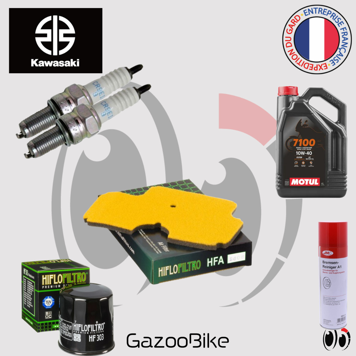 Kit vidange Kawasaki ER-6N 650 2005-2008 avec huile Motul 7100 10w40 et filtre