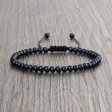 Minimalism Round Beads Bracelet - Natural Stone Adjustable Leather String Bangle