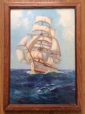 Vintage Framed Print "A Fair Wind" After The Original Oil By Daniel Sherrin