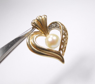 10K MASSIVER GELBGOLD MIT PERLE MUTTER MUTTERTAG ANHÄNGER CHARM 