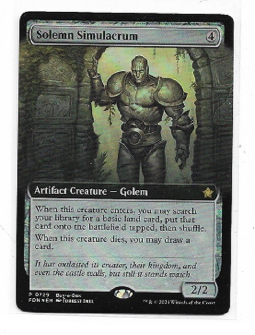 MTG magic cards 1x Solemn Simulacrum - Foil borderless buy-a-box promo Unique &