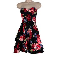 B. Darlin Dress Women's Size 7/8 Strapless Fit & Flare Floral Above Knee Party