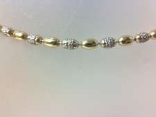 Solid Sterling Silver 925-14K  9" Bead Anklet 740-2100 #1638 F145