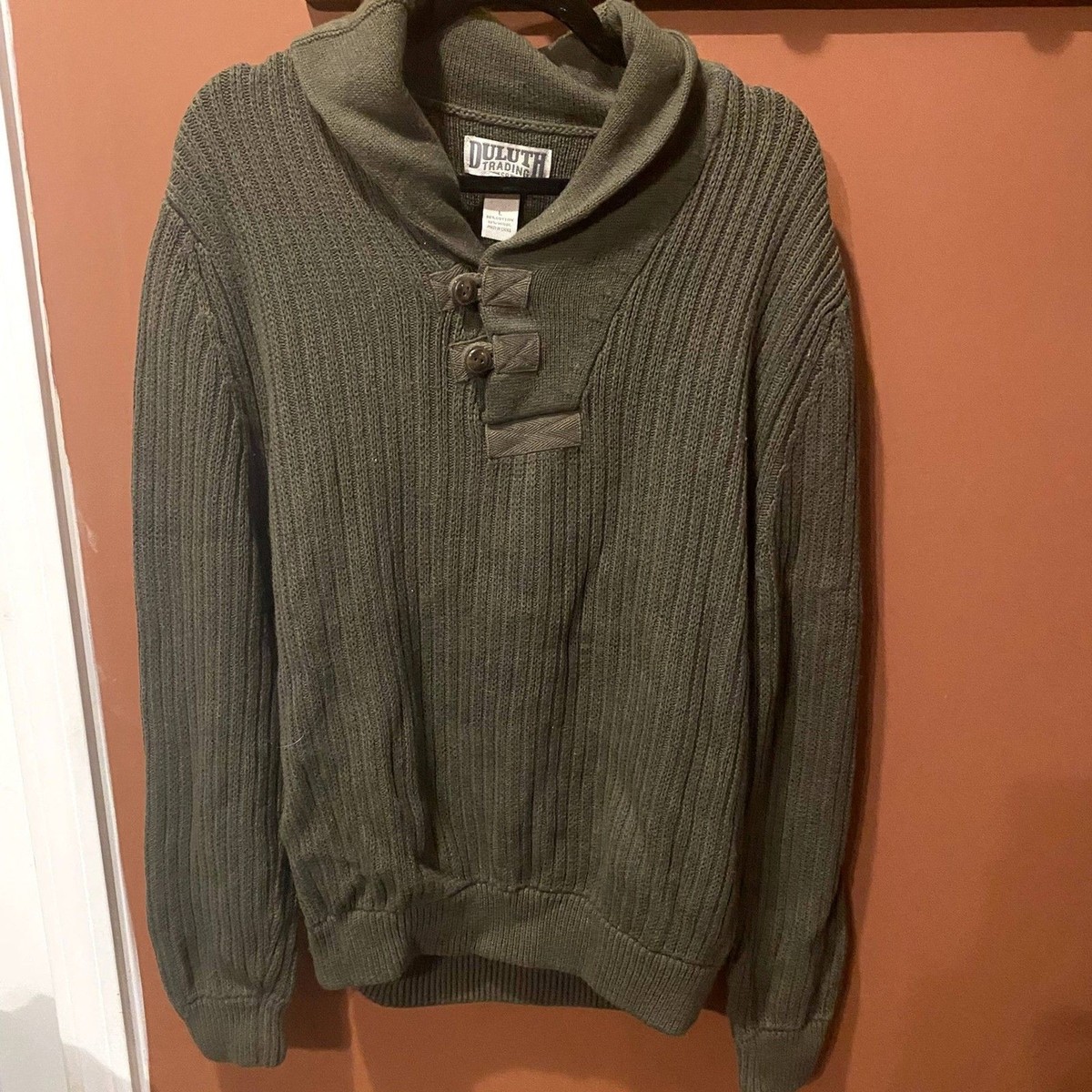 EUC DULUTH TRADING CO MEN'S HIGH-NECK INFANTRY SWEATER WOOL BLEND