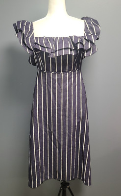 Prose And Poetry Mirabelle Off The Shoulder size M Midi Dress $595 Ruffle Stripe