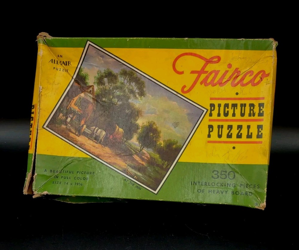 Vintage Puzzle Fairco Toy 1946 Picture at the inn Collectible Counted