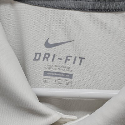 Nike Dri Fit Oregon Ducks Golf Polo Mens XXL White Henley Pullover Shirt  Stretch