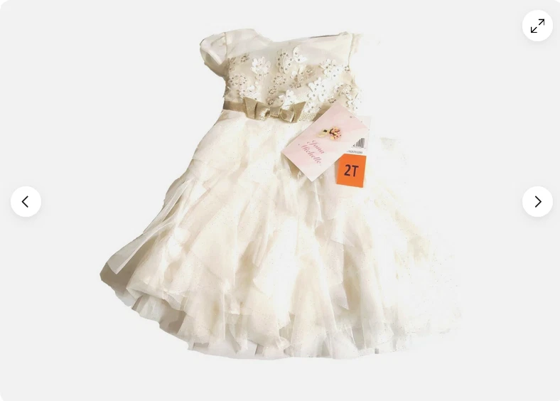 Jona Michelle девочки цветок платье (слоновой кости золотой блеск 8) новый с ярлыками - Изображение 4 из 4
