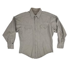 Rockmount Ranch Wear Shirt Mens XL Gray Repro Western Sawtooth Pockets Long Slv