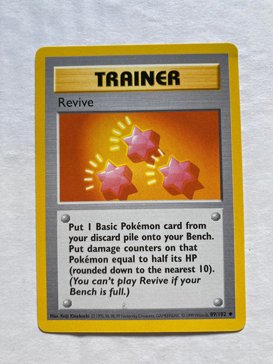 revive pokemon card Trainer Revive Pokemon Card 89/102 Collection 1999 Put I Basic Pokemon Wiza  NICE