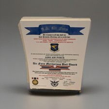 CERTIFICAT D'ATTRIBUTION D'UNITÉ MÉRITOIRE DE L'ARMÉE DE L'AIR AMÉRICAINE / 22E ARMÉE DE L'AIR