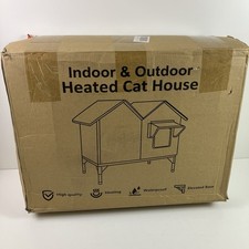 Large Heated Cat House for Outside in Winter Elevated Waterproof Brown