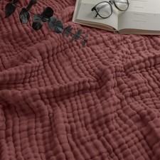 Muslin Throw Blanket 50x60 Inch Quilted Lightweight 6Layer Cotton Wine