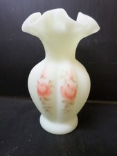 Fenton Hand-Painted Yellow Custard Vase Signed by Debra Hill