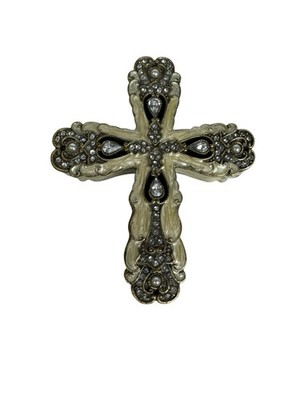Nikky Cross Trinket Box Enamel White and Faux Pearl