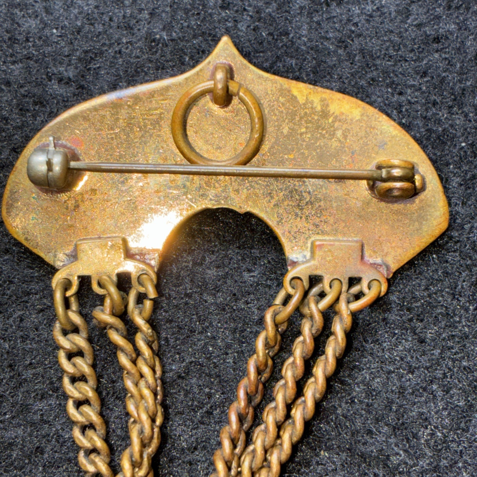 Vintage Victorian Revival Festoon Brooch Pendant Pearl Paste Brass Necklace