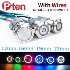 16mm 12V LED ON OFF Waterproof Stainless Steel Latching Push Button Power Switch