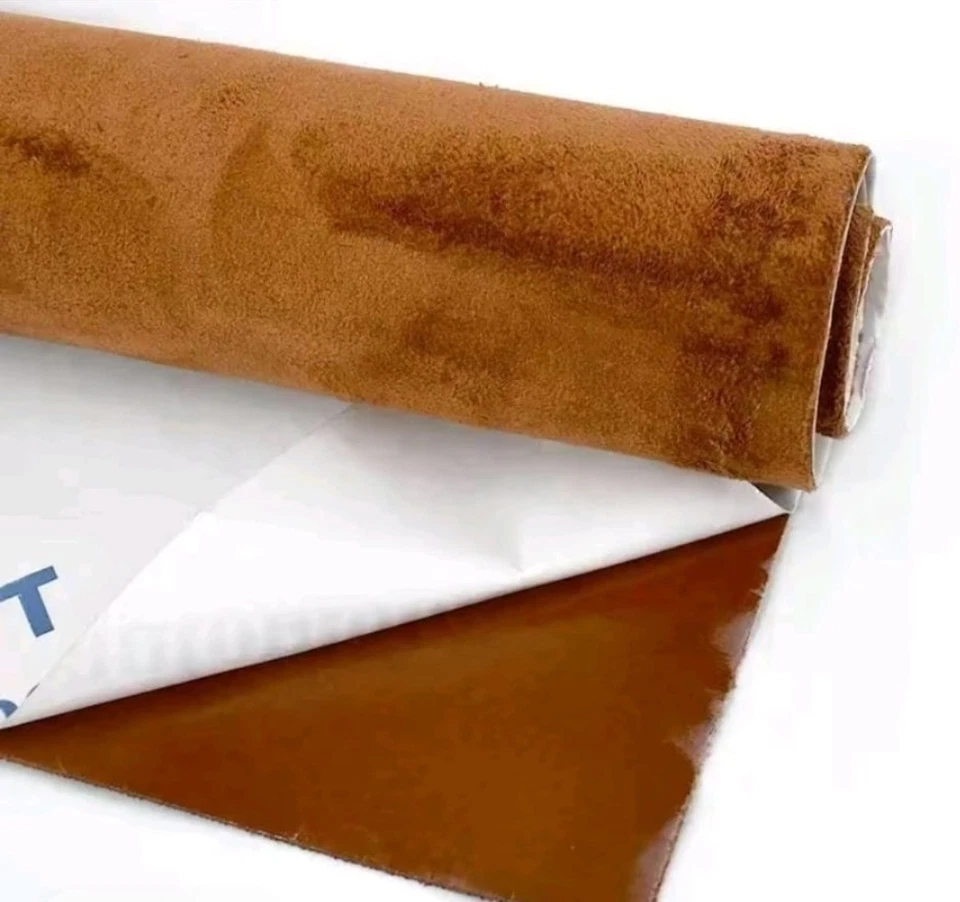 Beige Chocolate Alcantara Style Self Adhesive Car Interior Vinyl Wrap Faux - Image 3 of 4